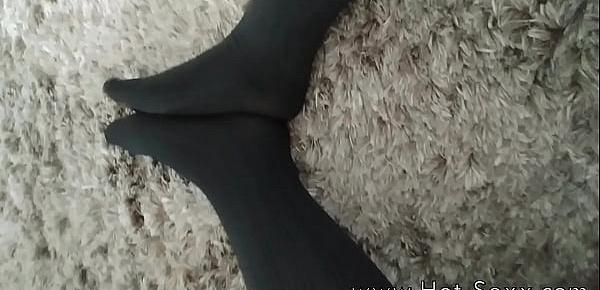 Goddess is showing her feet in pantyhose